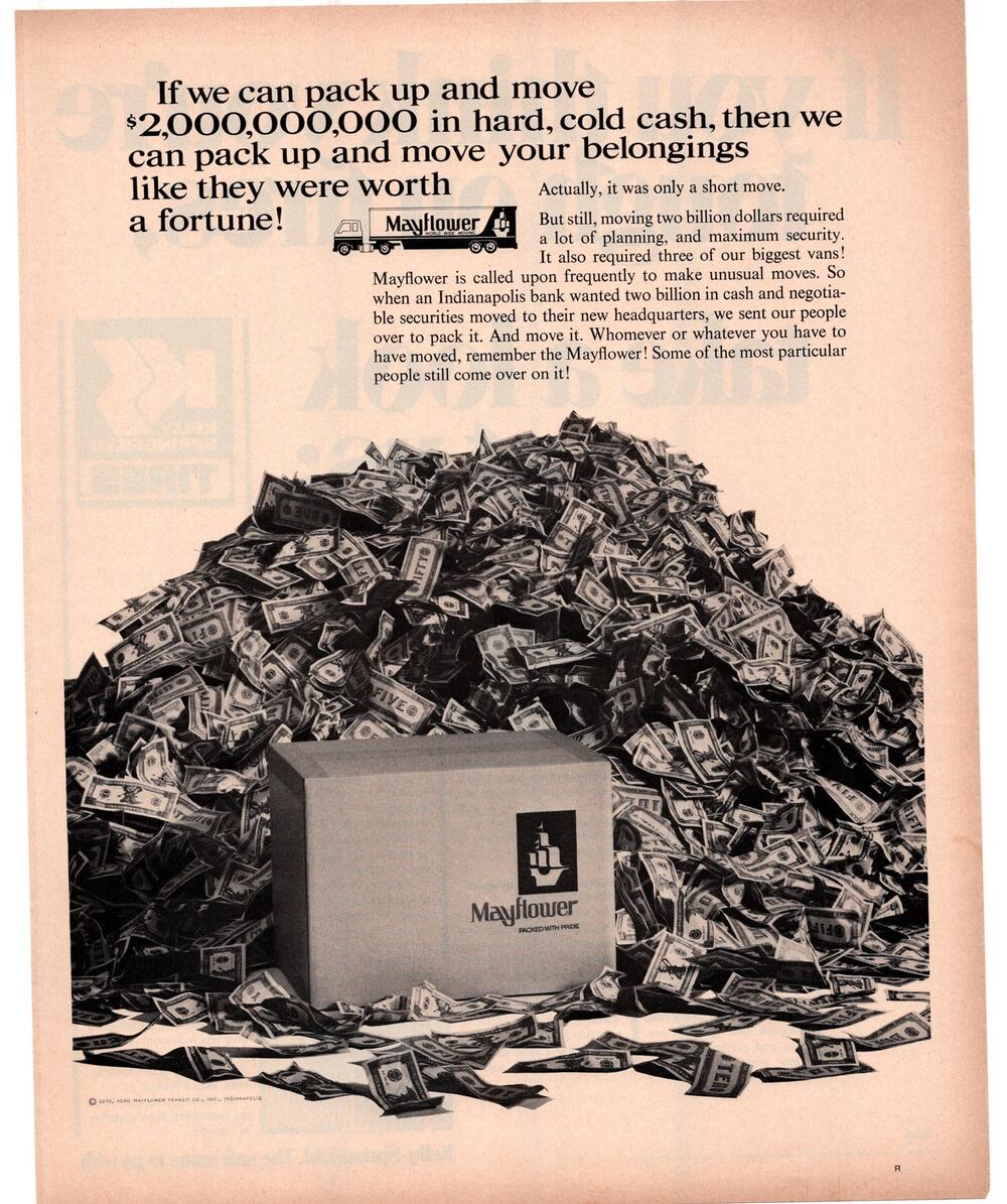 Mayflower Moving Company / Kelly Springfield Tires Advertisement 1960s Vintage